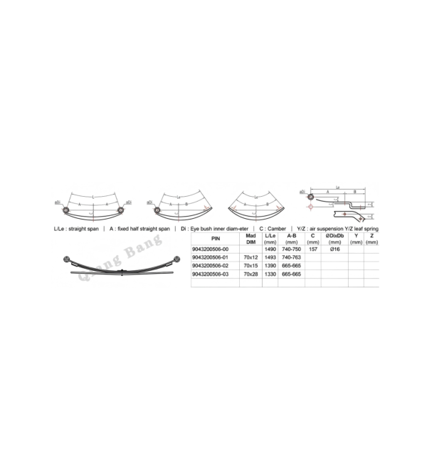 1 Parabolic Leaf Spring 9043200506 9043201606 For Mercedes-Benz Truck Air Suspension