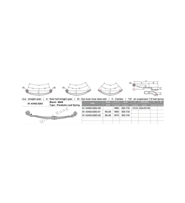 Parabolic Suspension Leaf Spring 81434026263 for MAN Commercial Heavy Truck