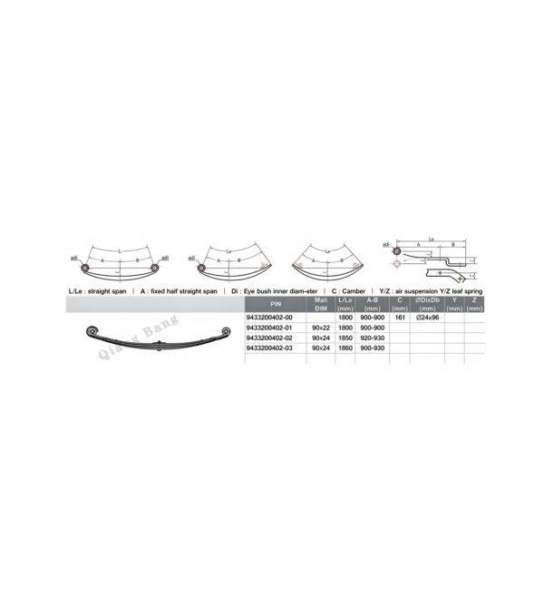 Parabolic Leaf Spring 9433200402 for Mercedes-Benz Truck Air Suspension Parabolic Leaf Spring 9433200402 For Mercedes Benz Heavy Truck Air Suspension