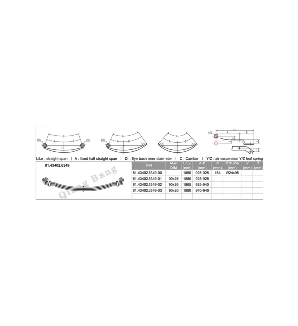 OEM 81434026349 Parabolic Leaf Spring for MAN Heavy Duty Truck