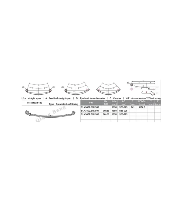 81434026182 Parabolic Leaf Spring For MAN Heavy Truck Suspension
